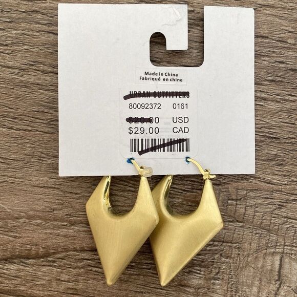 Urban Outfitters Gold Tone Diamond Shape Cutout Dangly Earrings - Picture 3 of 3